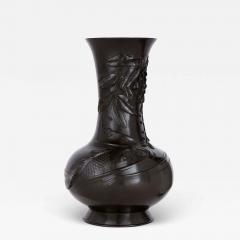 A gold shakudo Meiji period bronze vase of carp in wisteria - 3012309