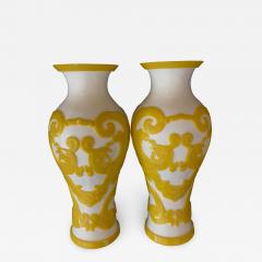 A good quality pair of Chinese Imperial yellow over white baluster form vases - 815698
