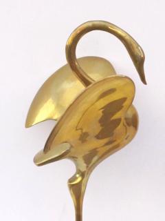 A graceful pair of stylized solid brass cranes - 1028396