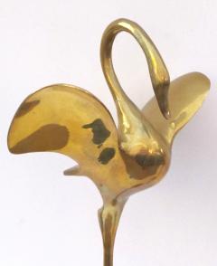 A graceful pair of stylized solid brass cranes - 1028398