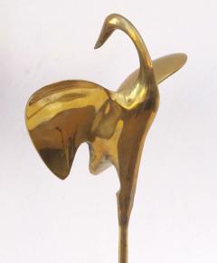 A graceful pair of stylized solid brass cranes - 1028399