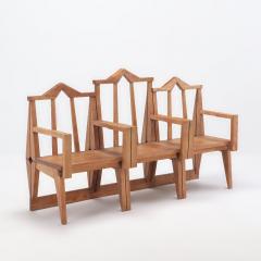 A great Italian oak three section bench circa 1960  - 3499238