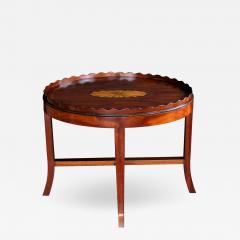 A handsome English George III style oval inlaid tray on stand - 718786