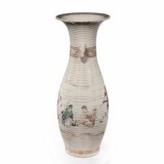 A large Meiji period Satsuma earthenware floor vase - 2344724