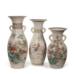 A large Meiji period Satsuma earthenware floor vase - 2344726