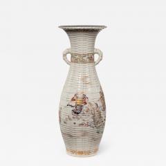 A large Meiji period Satsuma earthenware floor vase - 2347361
