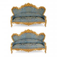 A large Rococo revival carved giltwood sofa - 2863239