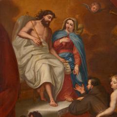 A large antique Christian painting of the vision of Saint Francis - 4121697