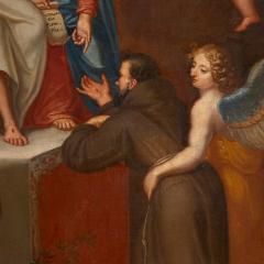 A large antique Christian painting of the vision of Saint Francis - 4121699