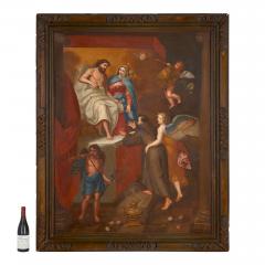 A large antique Christian painting of the vision of Saint Francis - 4121700