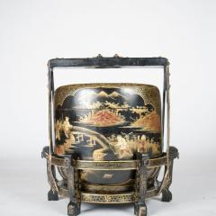 A large black lacquer four tiered painted Chinese Wedding Basket circa 1940 - 1832698