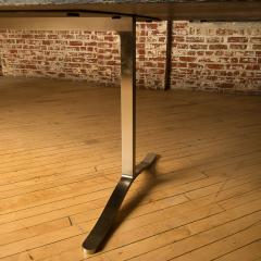 A large cerused oak and stainless steel conference room console table  - 2448999