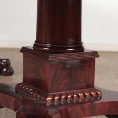 A large crotch mahogany double pedestal console dining room table C 1950  - 2689161