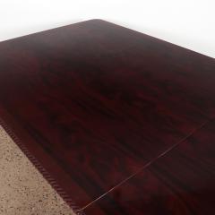 A large crotch mahogany double pedestal console dining room table C 1950  - 2689162