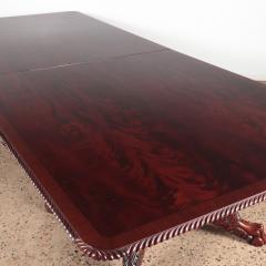 A large crotch mahogany double pedestal console dining room table C 1950  - 2689163