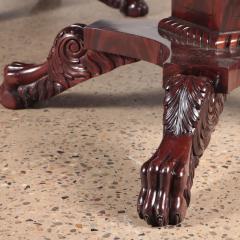 A large crotch mahogany double pedestal console dining room table C 1950  - 2689164