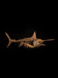 A large handmade wooden sculpture study of a Marlin in skeletal form - 4339188