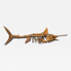 A large handmade wooden sculpture study of a Marlin in skeletal form - 4344810