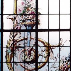 A large painted and leaded glass window in iron frame circa 1900  - 2910600