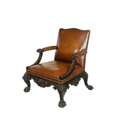 A large pair of Irish mahogany library armchairs in the Georgian style - 2850449