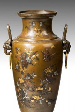 A large pair of mixed metal Meiji Period vases - 778726