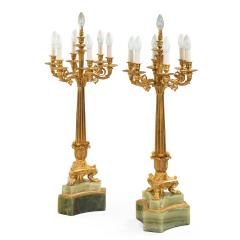 A large pair of onyx and ormolu lamps - 1443861