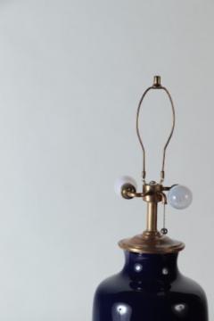 A large single blue porcelain table lamp with gilt base - 2170109