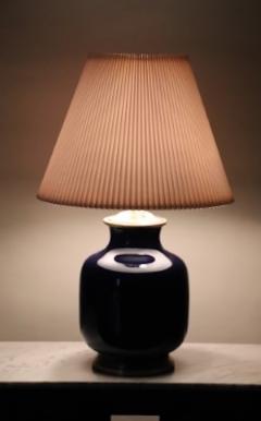 A large single blue porcelain table lamp with gilt base - 2170112