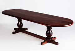 A large slab top Brazilian oval shape trestle table circa 1960  - 2240024