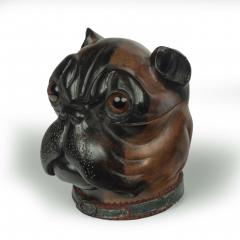 A late 19th century novelty boxwood dog s head inkwell - 3118423