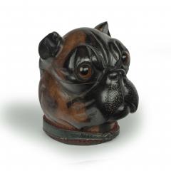 A late 19th century novelty boxwood dog s head inkwell - 3118425