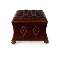 A late Victorian mahogany leathered box stool or Ottoman - 3596413