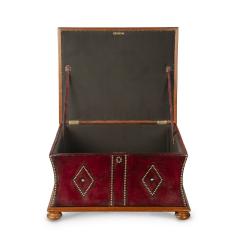 A late Victorian mahogany leathered box stool or Ottoman - 3596415