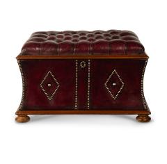 A late Victorian mahogany leathered box stool or Ottoman - 3596416