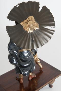 A meiji period bronze of an Oni holding a parasol - 823691