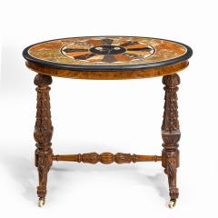 A mid Victorian walnut and pietra dura table - 1847696