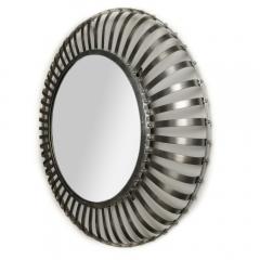 A mid century modern round industrial style mirror silver coated circa 1960 - 2128874