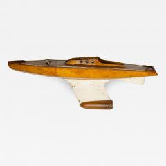 A model ship sailboat with a white and brown body with brass Keel early 20th C - 2749612