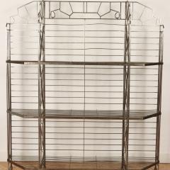 A nickel over iron Art Deco bakers rack with glass shelves French C 1930  - 2602487