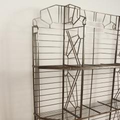 A nickel over iron Art Deco bakers rack with glass shelves French C 1930  - 2602491
