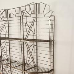 A nickel over iron Art Deco bakers rack with glass shelves French C 1930  - 2602492