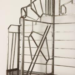 A nickel over iron Art Deco bakers rack with glass shelves French C 1930  - 2602493