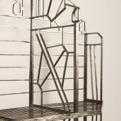 A nickel over iron Art Deco bakers rack with glass shelves French C 1930  - 2602494