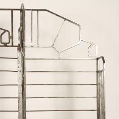 A nickel over iron Art Deco bakers rack with glass shelves French C 1930  - 2602496