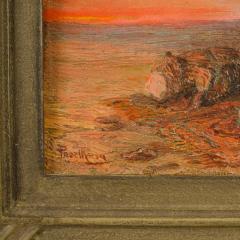 A oil on board painting of Bedouin men on beach in sunset signed indistinctly  - 3411709
