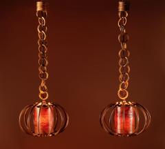 A pair of 1960s Very Decorative Rattan Hanging Lights  - 3328250