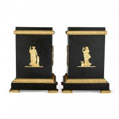 A pair of Empire style Neoclassical gilt and patinated bronze stands - 2696314