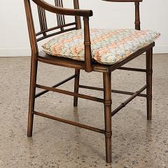 A pair of English Regency style faux bamboo armchairs with cane seats 19th C  - 3011334