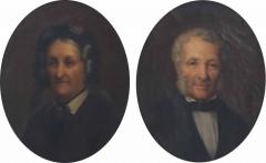 A pair of European School oil on canvas portrait paintings  - 3800511