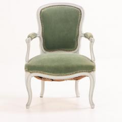 A pair of French Louis XV painted open armchairs 18th C  - 4137495